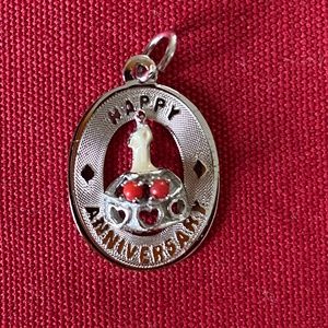 Happy Anniversary Cake Red Stone I Oval I Charm